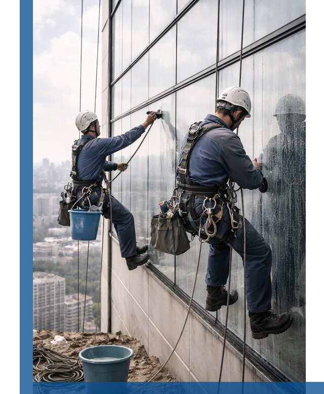 Профессиональная мойка фасадных окон альпинистами в Сарапуле