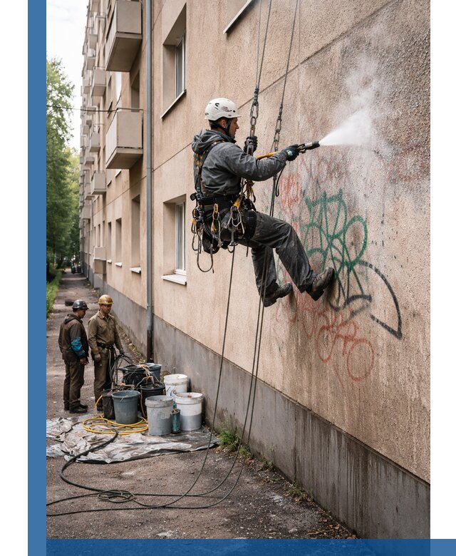 Удаление граффити с фасада в Сарапуле без следов и повреждений