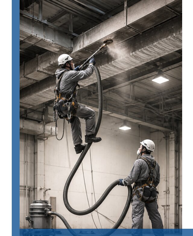 Обеспыливание потолочных конструкций в Сарапуле промышленным альпинизмом