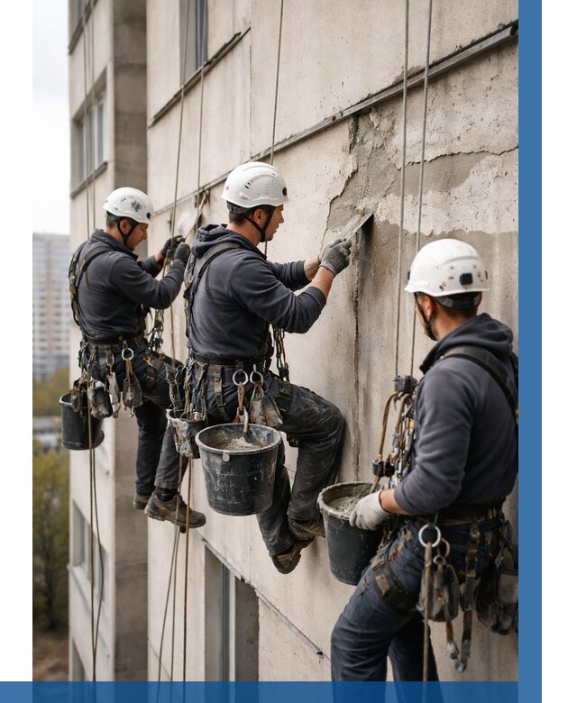 Ремонт бетонных элементов фасада в Сарапуле от 2581 р. | ВЫСОТНИК-Срл