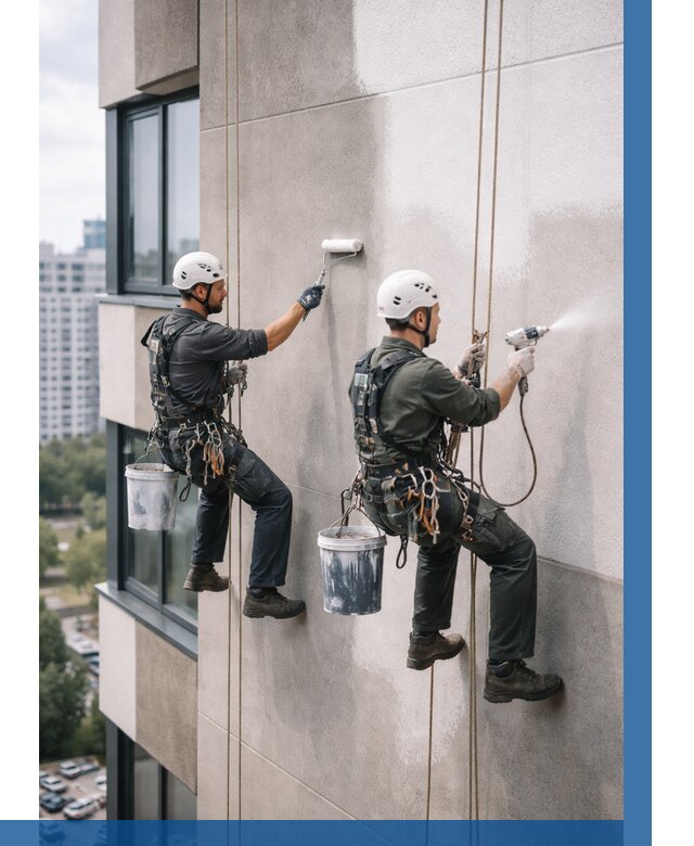 Покраска фасада альпинистами в Сарапуле от 310 р. | ВЫСОТНИК-Срл