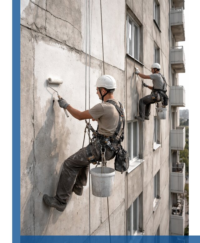 Покраска бетонного фасада в Сарапуле для жилых и промышленных объектов