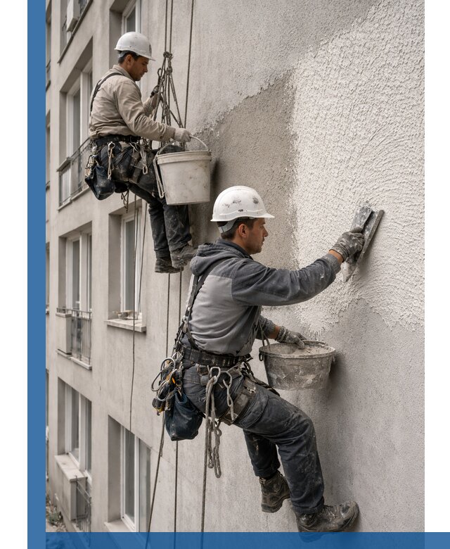 Нанесение декоративной штукатурки короед на фасад в Сарапуле