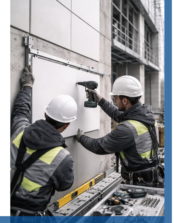 Монтаж композитных панелей фасада в Сарапуле от 2581 р. | ВЫСОТНИК-Срл