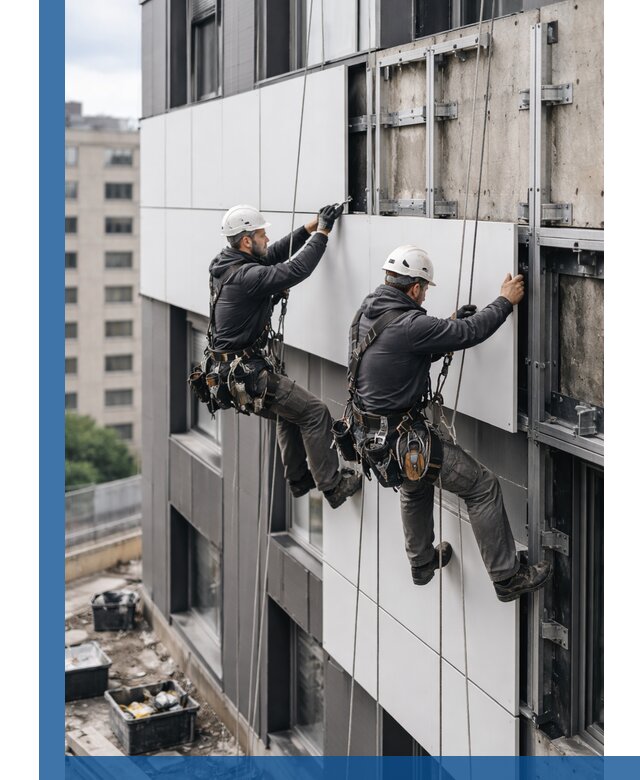 Монтаж композитных панелей фасада в Сарапуле под ключ