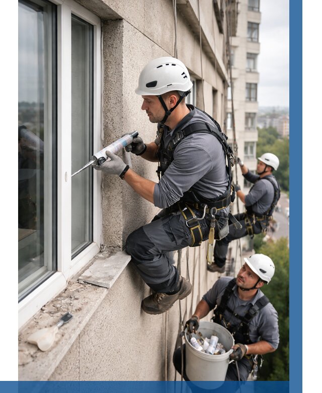 Герметизация оконных швов снаружи в Сарапуле от 1549 р. | ВЫСОТНИК-Срл