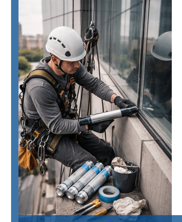 Герметизация стыков витража в Сарапуле для герметичных фасадов