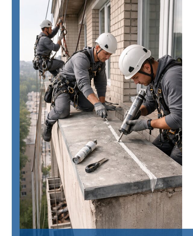 Герметизация балконного козырька в Сарапуле профессионально