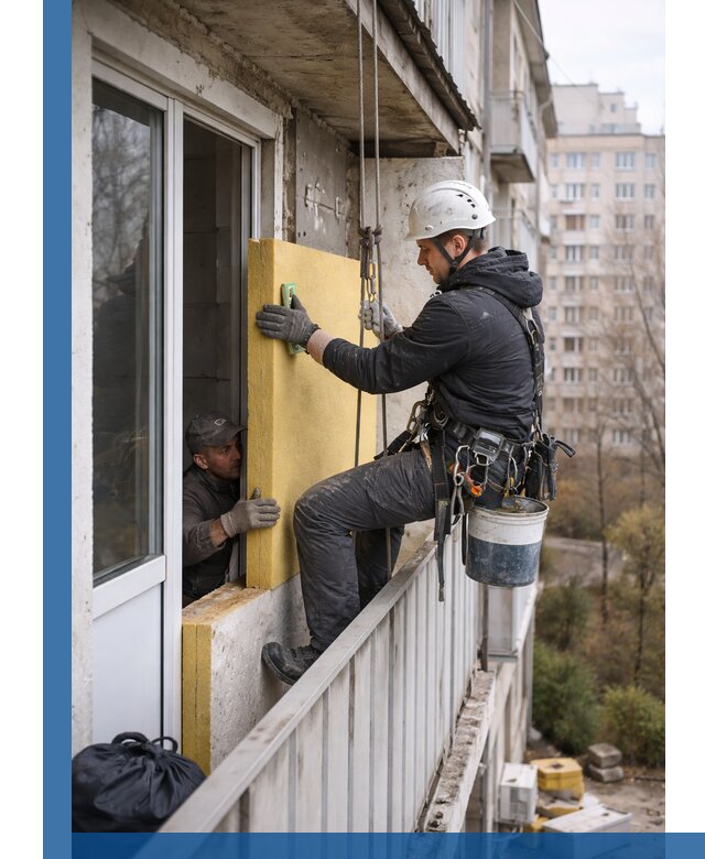Профессиональное утепление балкона снаружи в Сарапуле под ключ