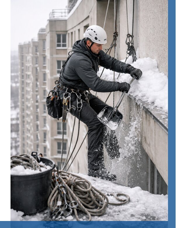 Очистка карнизов от снега в Сарапуле от 310 р. | ВЫСОТНИК-Срл