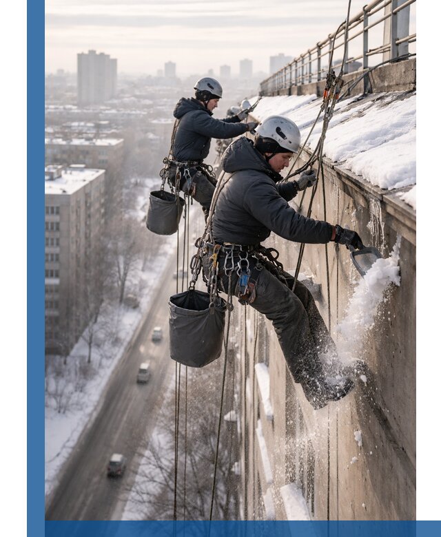 Очистка карнизов от снега в Сарапуле профессионально и безопасно