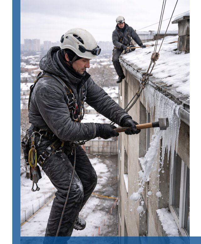 Сбивание и удаление сосулек с крыши в Сарапуле безопасно