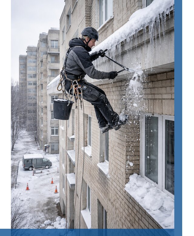 Удаление наледи с карнизов в Сарапуле от 361 р. | ВЫСОТНИК-Срл