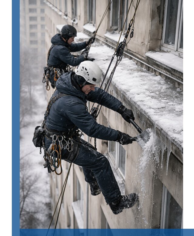 Удаление наледи и сосулек с карнизов в Сарапуле профессионально
