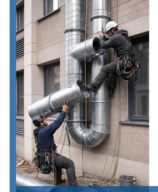 Монтаж фасадных воздуховодов в Сарапуле с герметизацией и крепежом