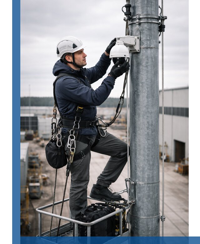 Профессиональная установка видеокамер на мачте в Сарапуле