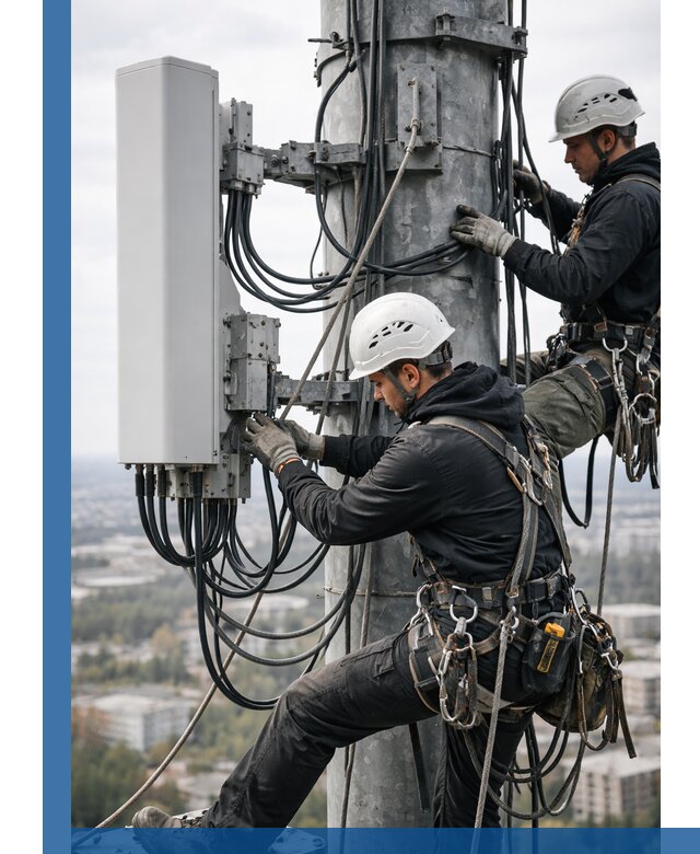 Монтаж оборудования связи на мачте в Сарапуле с пусконаладкой