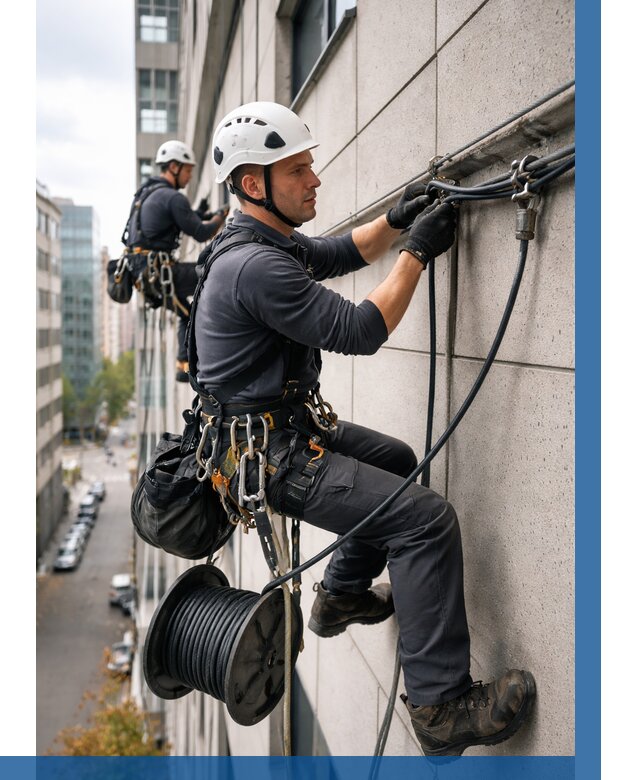 Прокладка кабеля по фасаду в Сарапуле от 361 р. | ВЫСОТНИК-Срл