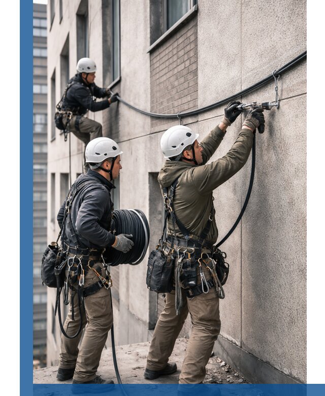 Прокладка кабеля по фасаду в Сарапуле, профессиональный монтаж