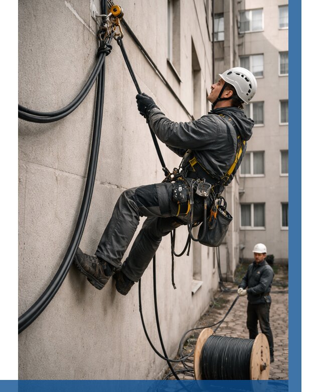 Протяжка кабеля питания на высоте в Сарапуле от 465 р. | ВЫСОТНИК-Срл