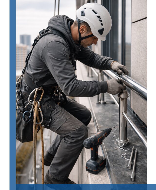 Монтаж ограждений на высоте в Сарапуле для зданий и конструкций