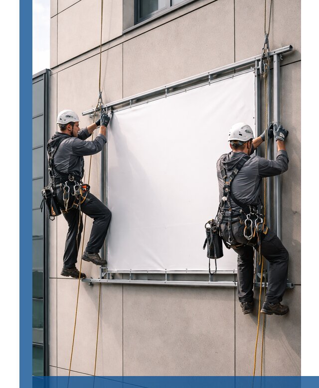 Монтаж наружной рекламной вывески в Сарапуле под ключ