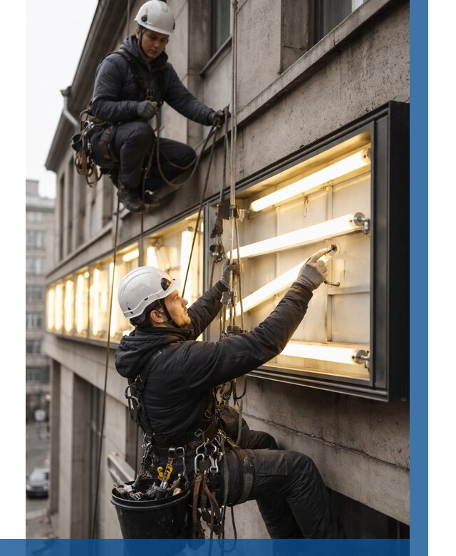 Замена ламп в вывеске в Сарапуле под ключ от 3613 р. | ВЫСОТНИК-Срл