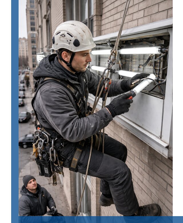 Профессиональная замена ламп в наружной вывеске в Сарапуле
