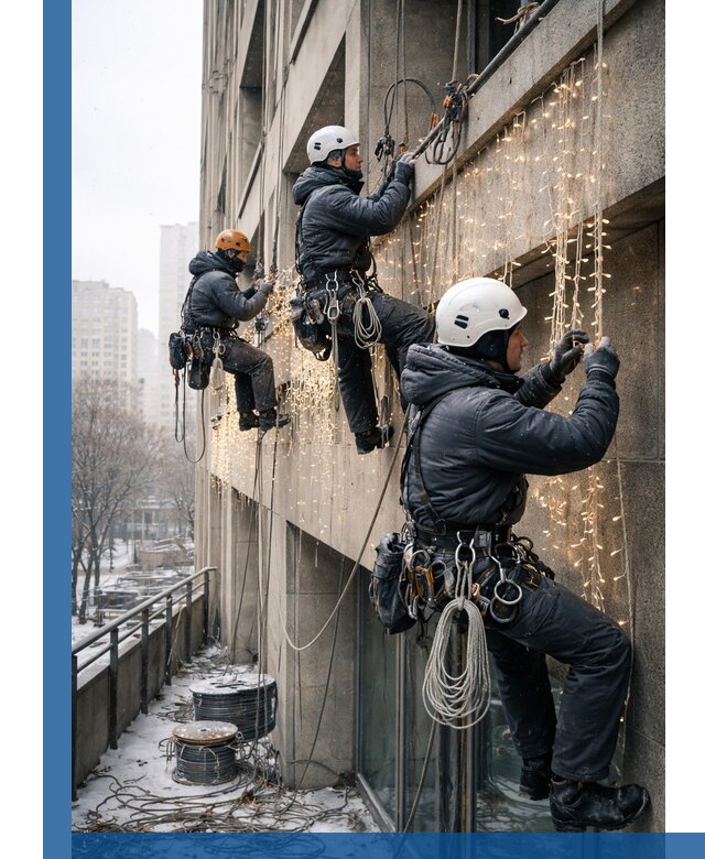 Монтаж новогодней иллюминации и украшение фасадов в Сарапуле