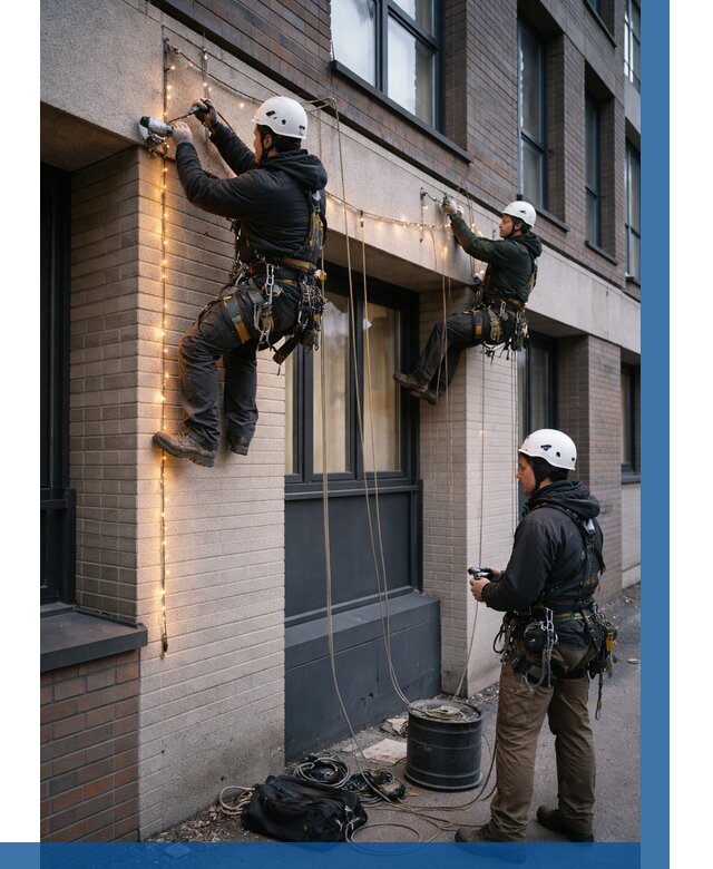 Монтаж гирлянд на фасаде в Сарапуле от 3613 р. | ВЫСОТНИК-Срл