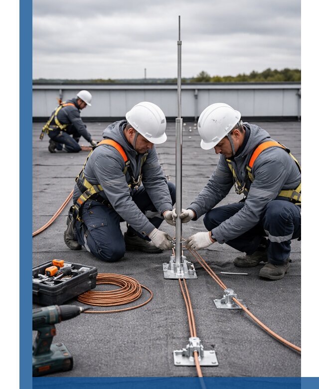 Монтаж молниезащиты на кровле в Сарапуле под ключ с гарантией