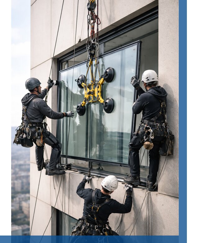 Монтаж стеклопакетов на высоте в Сарапуле от 3304 р. | ВЫСОТНИК-Срл
