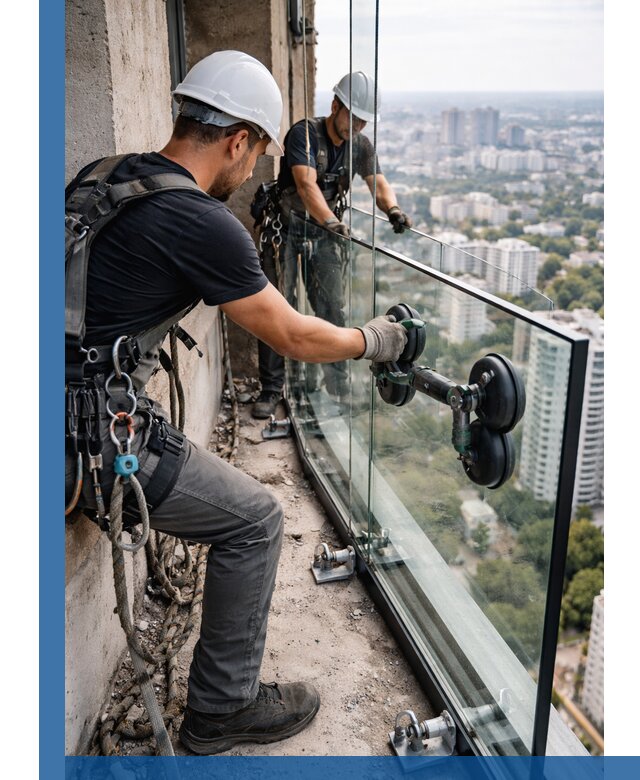 Монтаж стеклянных ограждений под ключ с гарантией в Сарапуле