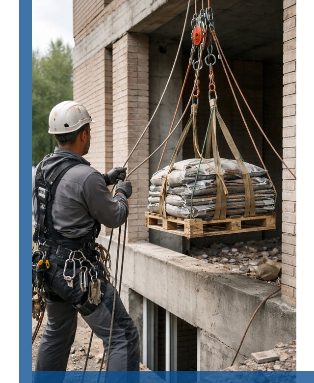 Подъем материалов на этаж веревками в Сарапуле оперативно
