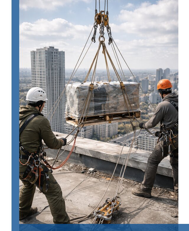 Подъем и монтаж крупногабаритных грузов на крышу в Сарапуле