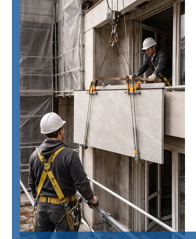 Подъем керамогранита на этаж в Сарапуле грузчиками и техникой