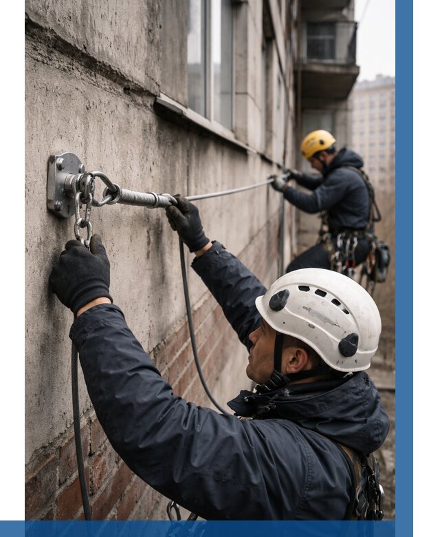 Монтаж анкерных линий в Сарапуле от 3097 р. | ВЫСОТНИК-Срл