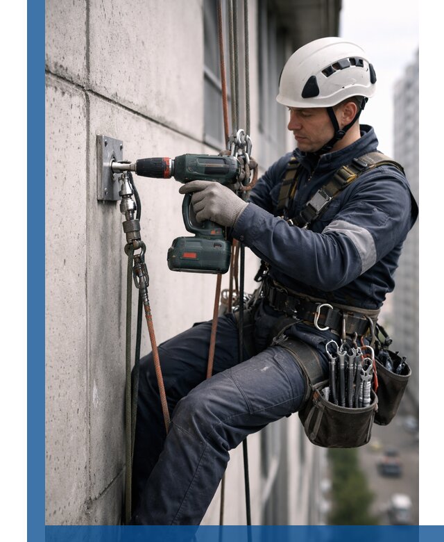 Установка анкерных точек для высотных работ в Сарапуле