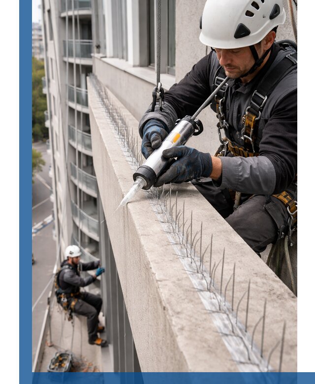 Установка шипов от птиц на фасадах и кровлях в Сарапуле